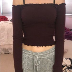 maroon off the shoulder top